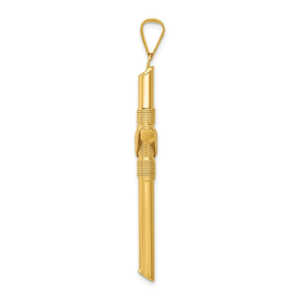 14k Yellow Gold Polished w/Center Wrap Tube Cross Pendant