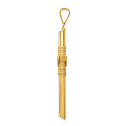 14k Yellow Gold Polished w/Center Wrap Tube Cross Pendant