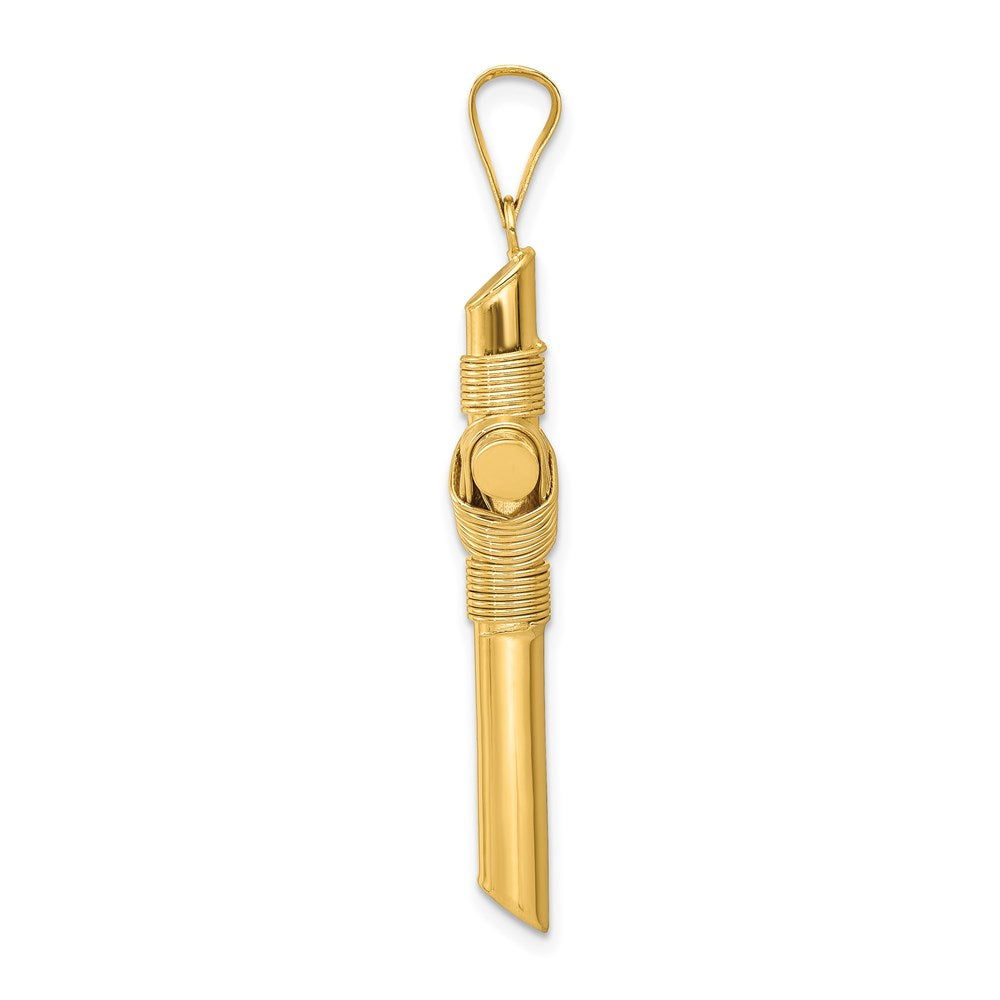 14k Yellow Gold Polished w/Center Wrap Tube Cross Pendant