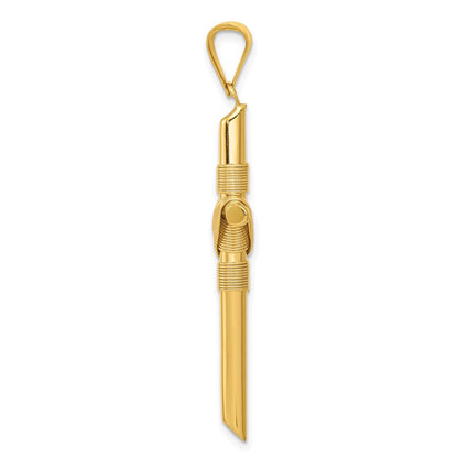 14k Yellow Gold Polished w/Center Wrap Tube Cross Pendant