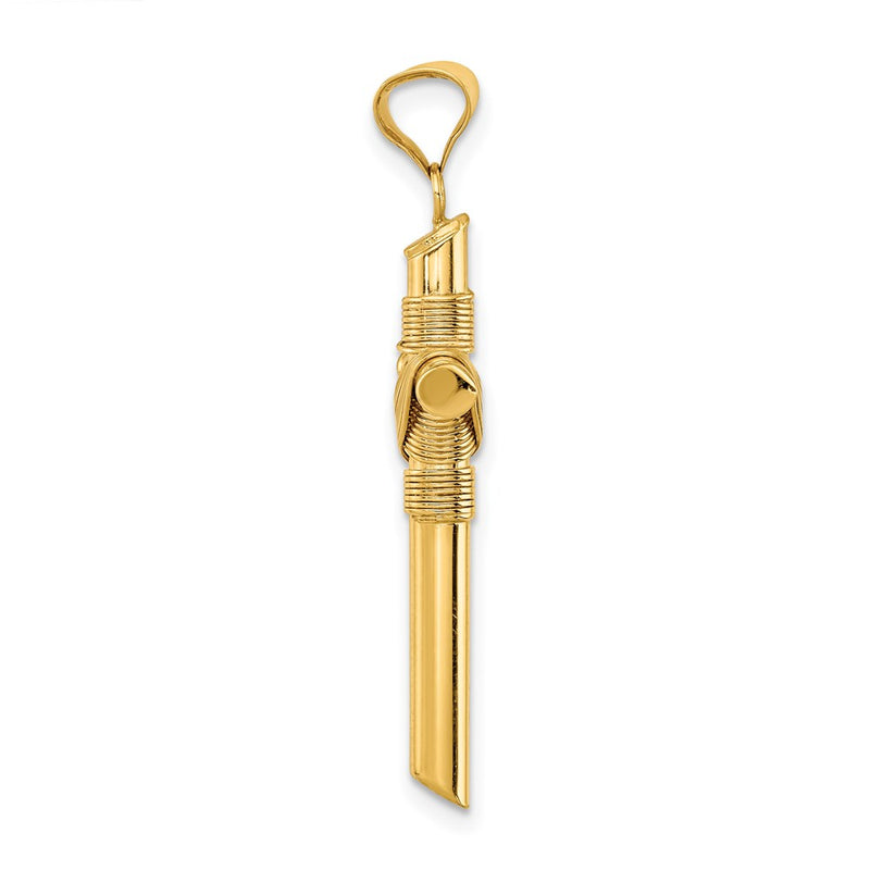 14k Yellow Gold Polished w/Center Wrap Tube Cross Pendant