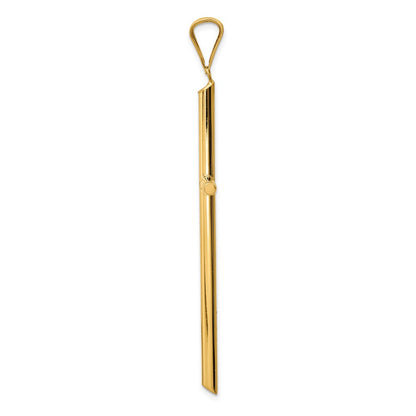 14k Yellow Gold Polished Tube Cross Pendant