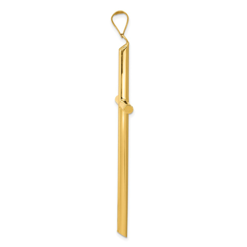 14k Yellow Gold Polished Tube Cross Pendant