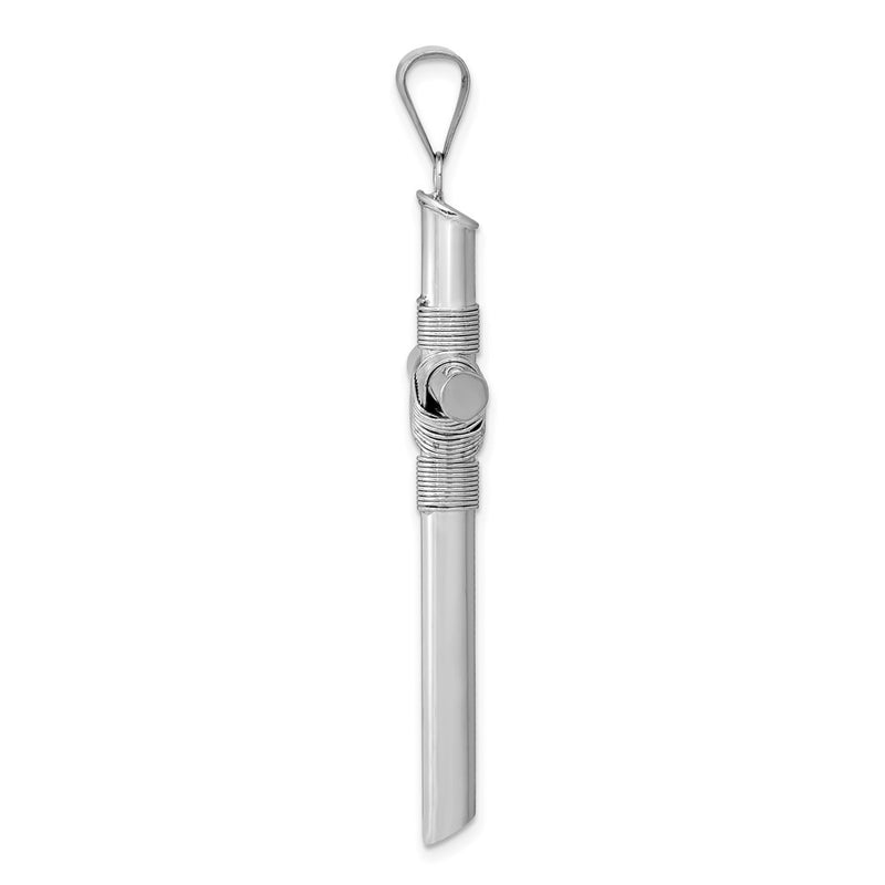 14k White Gold w/Center Wrap Tube Cross Pendant