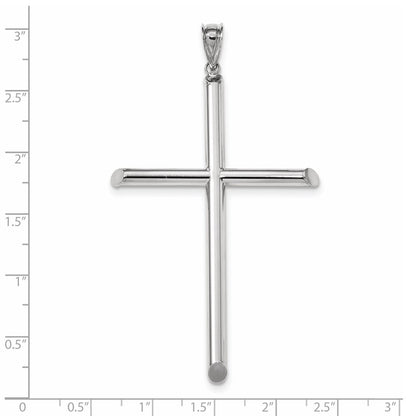 14k White Gold Polished Tube Cross Pendant