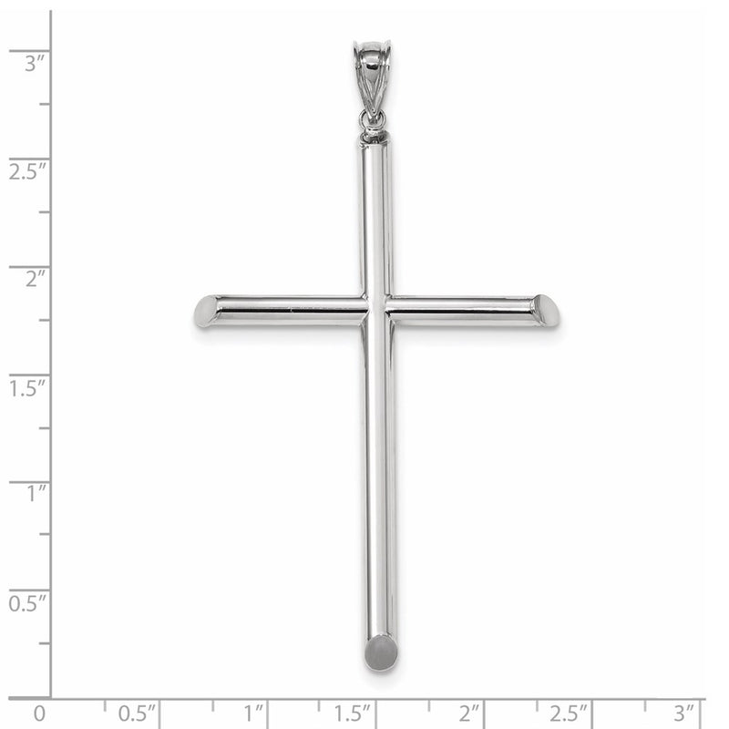 14k White Gold Polished Tube Cross Pendant