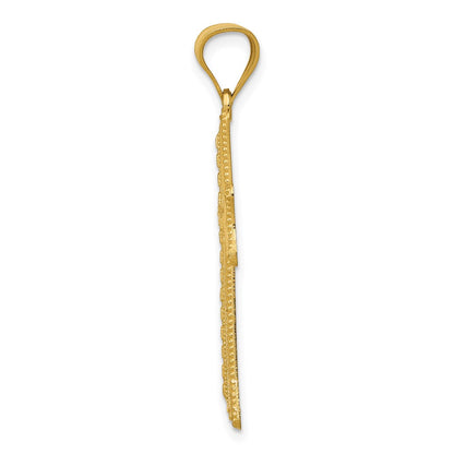 14k Yellow Gold Diamond-cut Cross Pendant