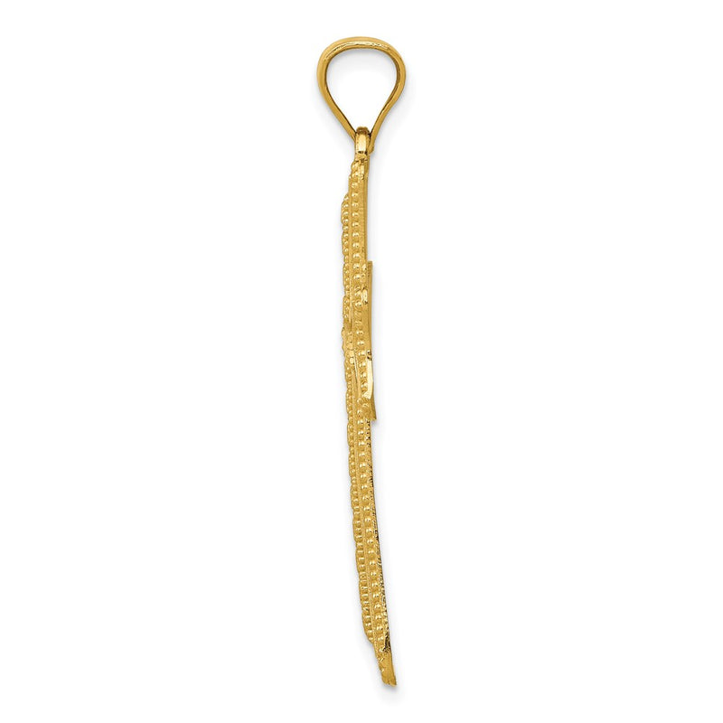 14k Yellow Gold Diamond-cut Cross Pendant