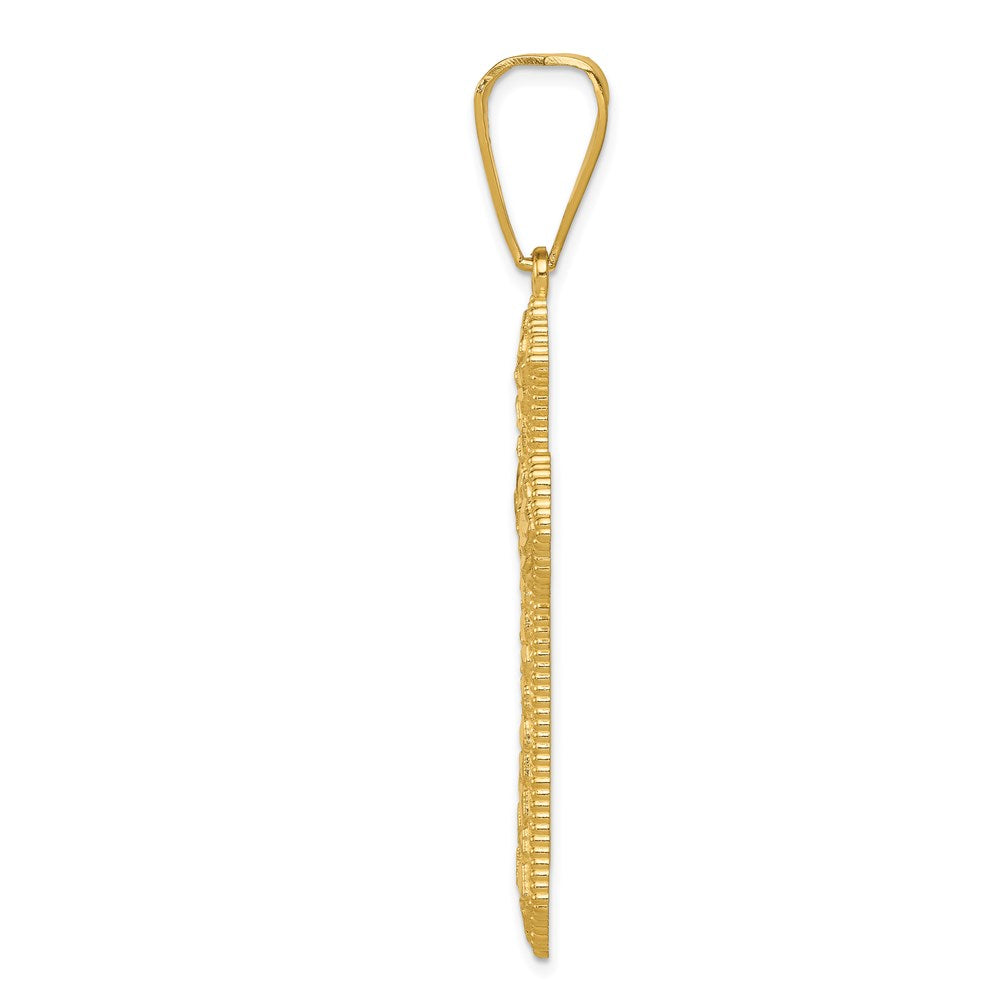 14k Yellow Gold Diamond-cut Budded Cross Pendant