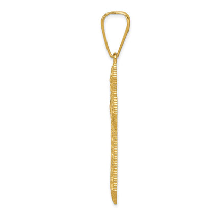 14k Yellow Gold Diamond-cut Budded Cross Pendant