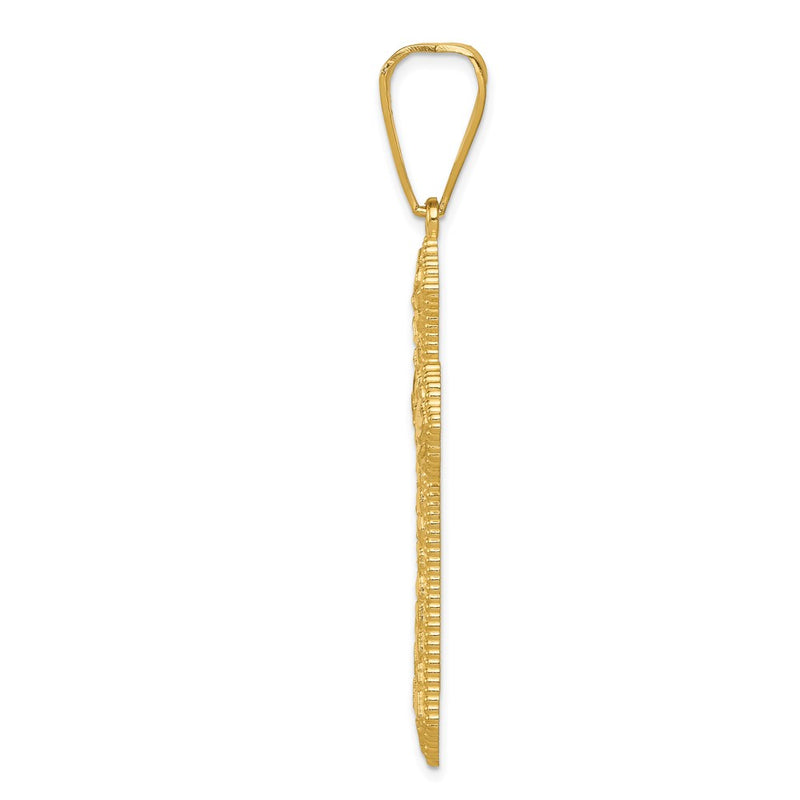 14k Yellow Gold Diamond-cut Budded Cross Pendant