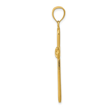 14k Yellow Gold Polished Rounded Cross w/-X- Center Pendant