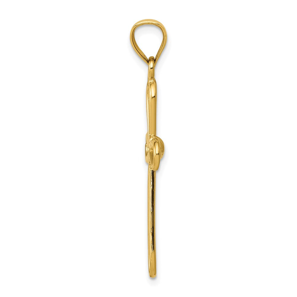 14k Yellow Gold Polished Rounded Cross w/-X- Center Pendant