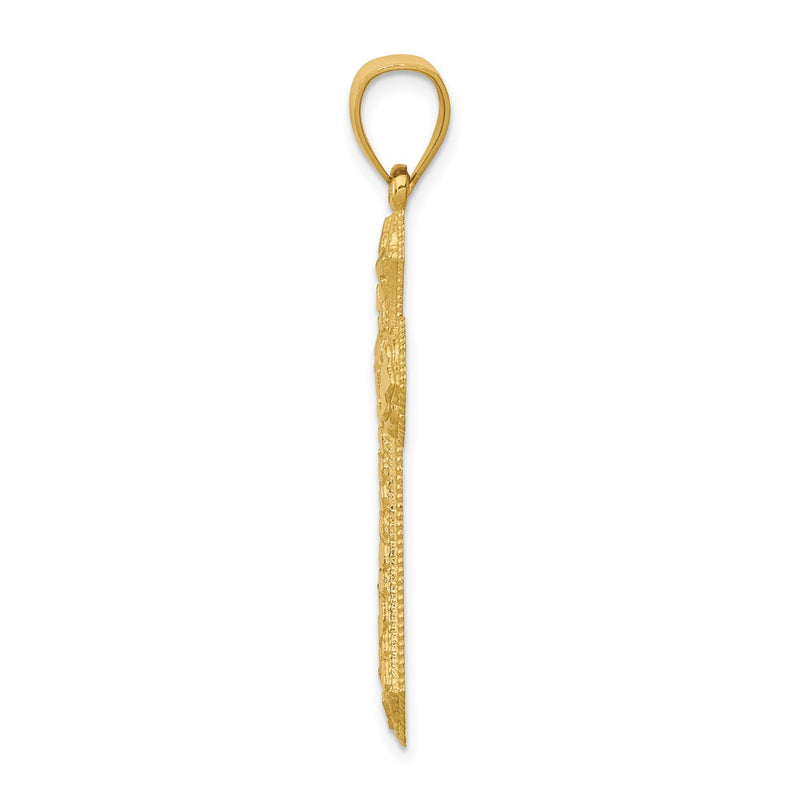 14k Yellow Gold Diamond-cut Budded Cross Pendant