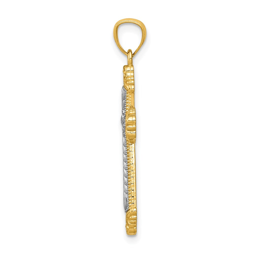 14k Two-tone Gold Polished Cross Pendant