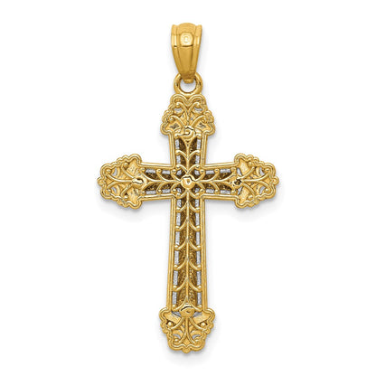 14k Two-tone Gold Polished Cross Pendant