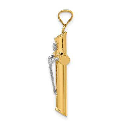 14k Two-tone Gold Two-tone Gold Polished Crucifix Pendant