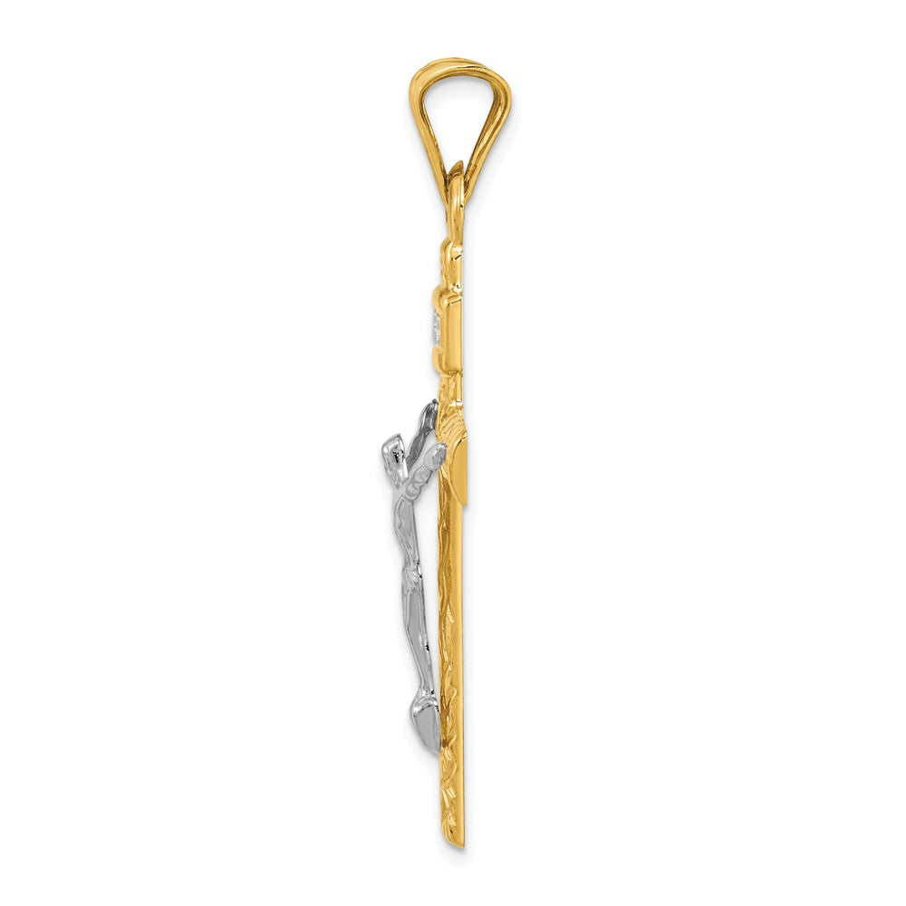 14k Two-tone Gold Two-tone Gold w/Rhodium Crucifix Pendant