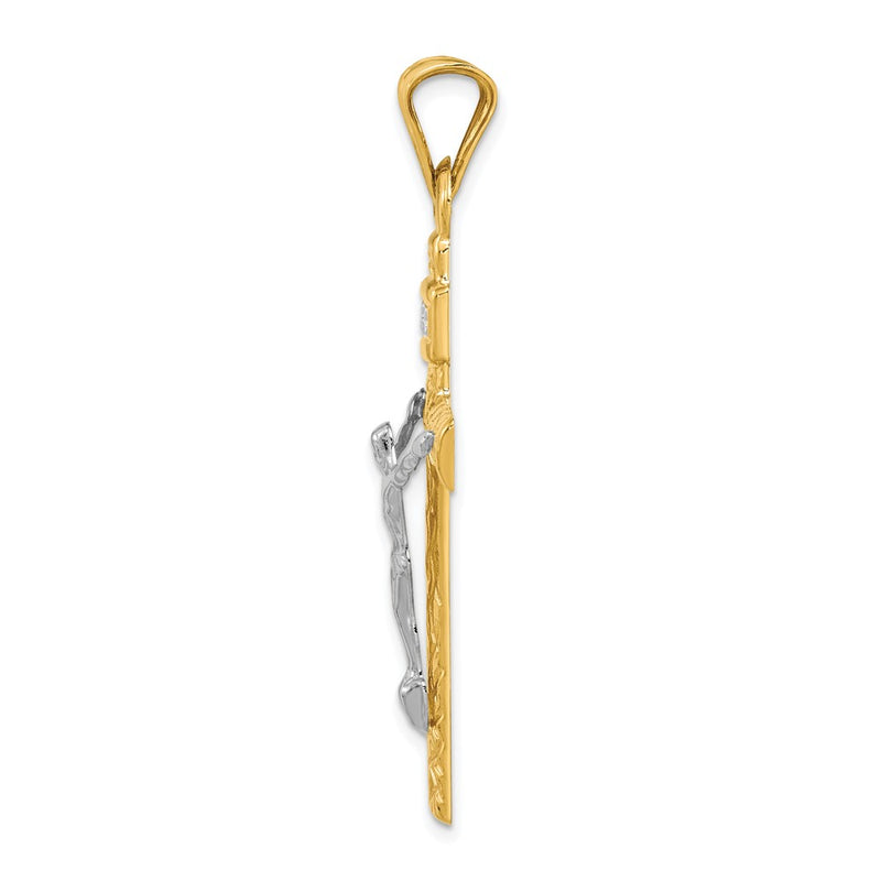 14k Two-tone Gold Two-tone Gold w/Rhodium Crucifix Pendant