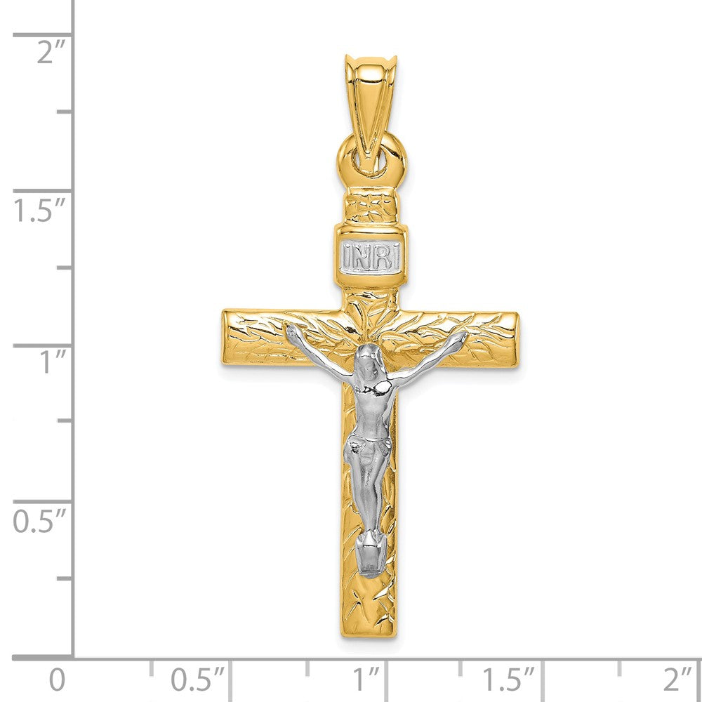 14k Two-tone Gold Two-tone Gold w/Rhodium Crucifix Pendant