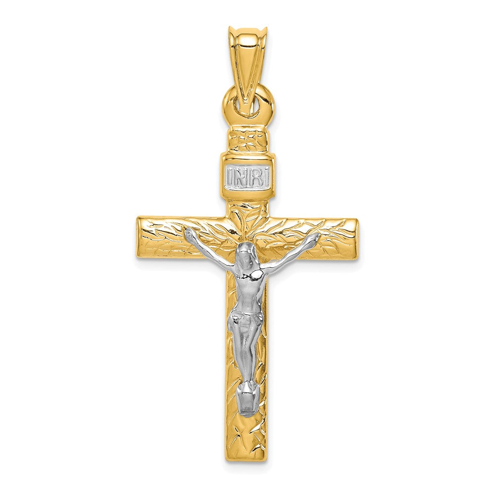 14k Two-tone Gold Two-tone Gold w/Rhodium Crucifix Pendant