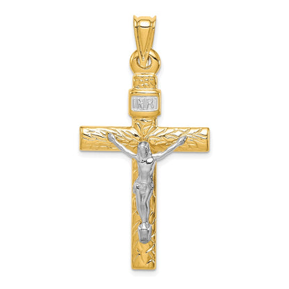 14k Two-tone Gold Two-tone Gold w/Rhodium Crucifix Pendant