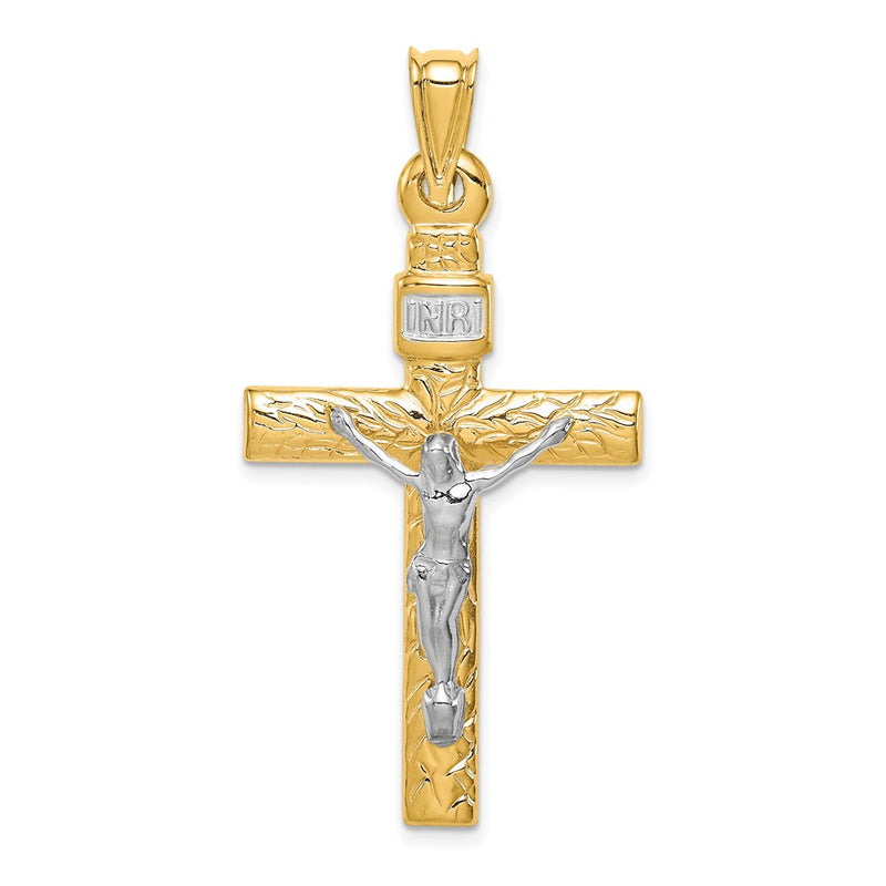 14k Two-tone Gold Two-tone Gold w/Rhodium Crucifix Pendant