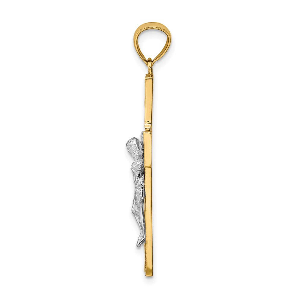 14k Two-tone Gold Two-tone Gold Satin Polished D/C Crucifix W/Vines Pendant