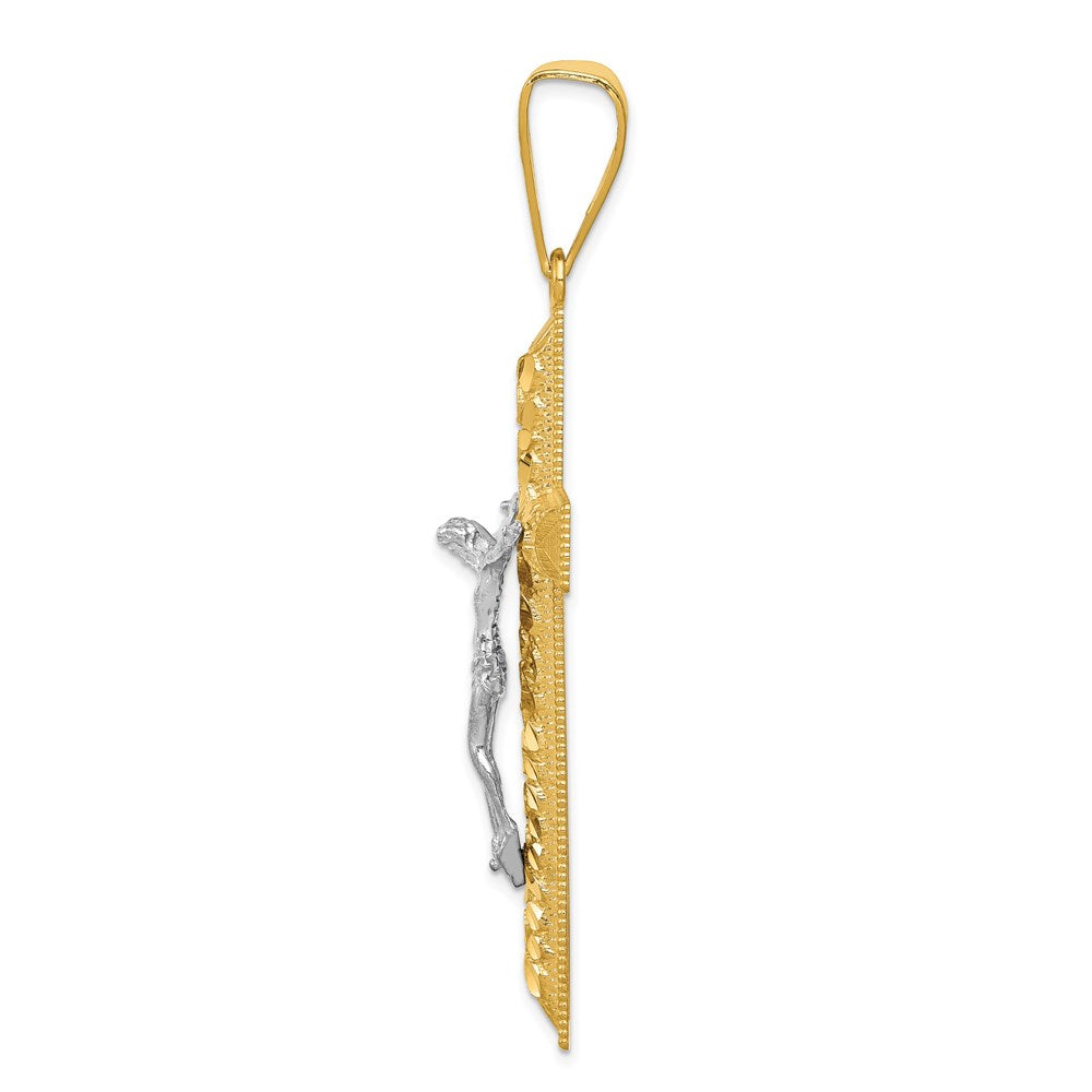 14k Two-tone Gold Diamond-cut Crucifix Pendant