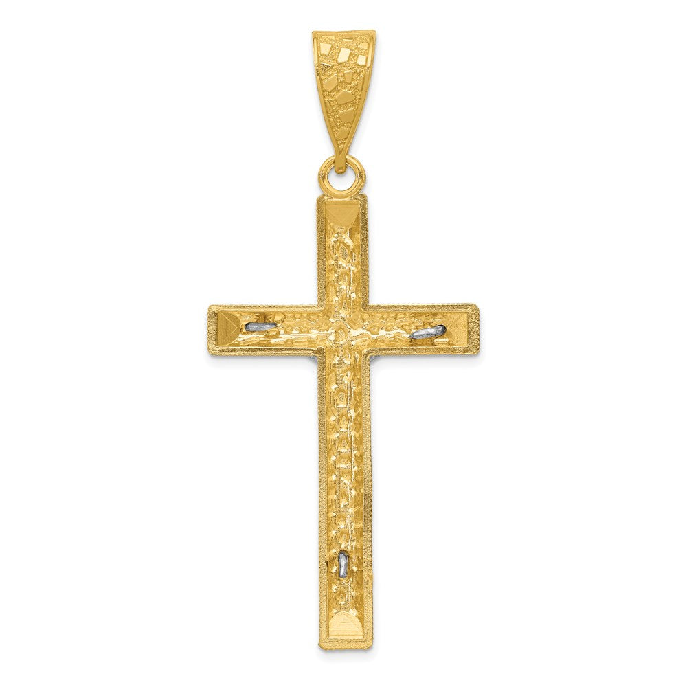 14k Two-tone Gold Diamond-cut Crucifix Pendant