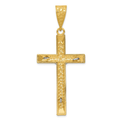 14k Two-tone Gold Diamond-cut Crucifix Pendant