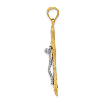 14k Two-tone Gold Diamond-cut Passion Crucifix Pendant