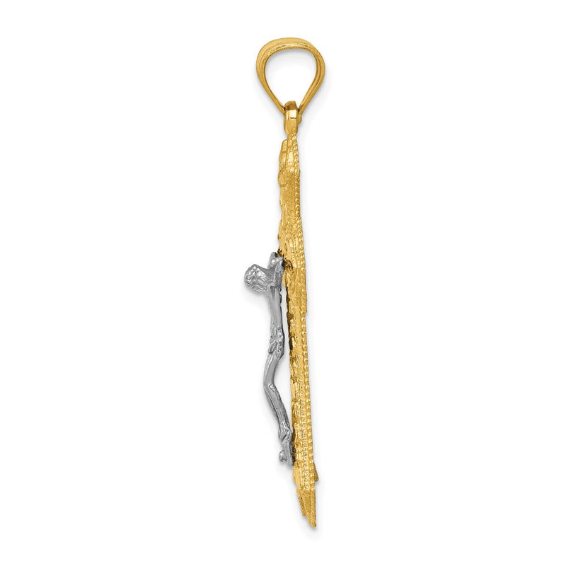 14k Two-tone Gold Diamond-cut Passion Crucifix Pendant