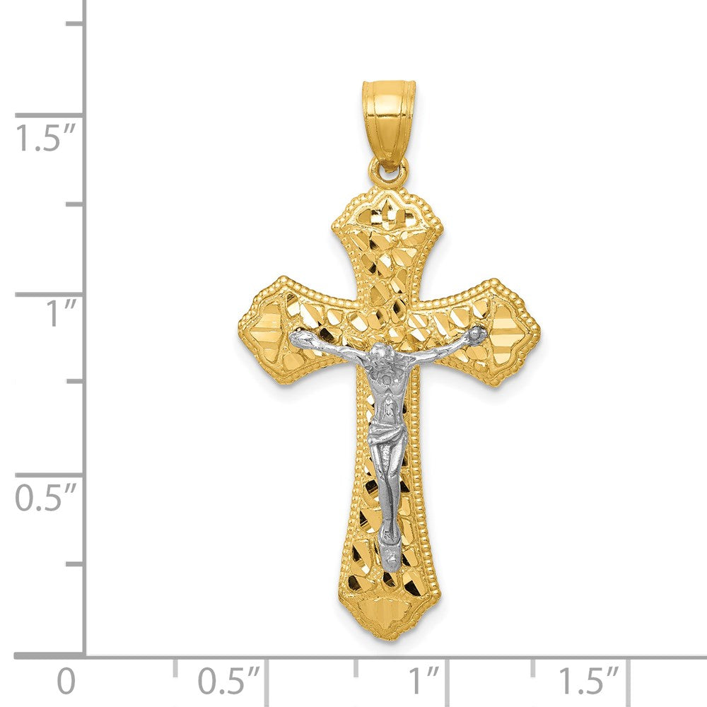 14k Two-tone Gold Diamond-cut Passion Crucifix Pendant