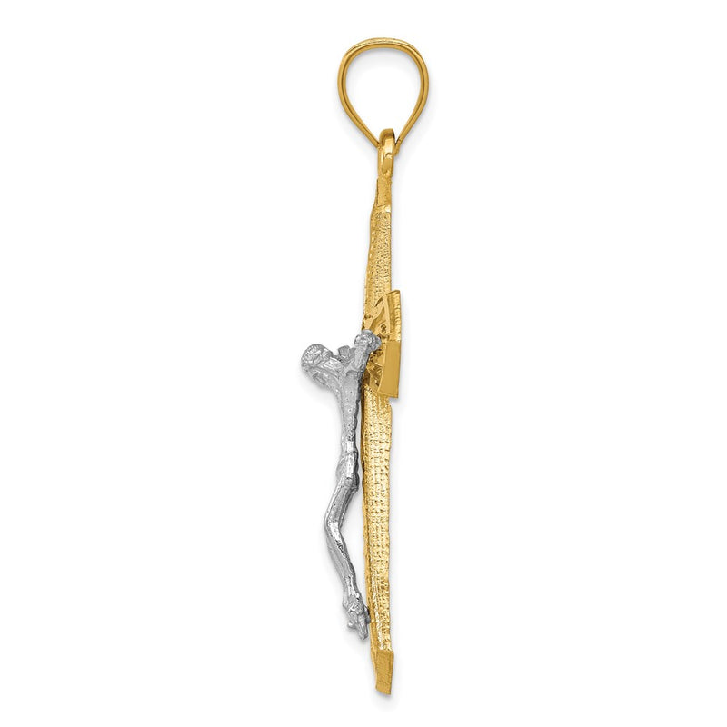 14k Two-tone Gold Diamond-cut Passion Crucifix Pendant