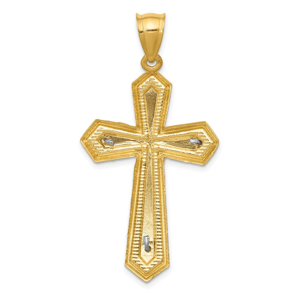 14k Two-tone Gold Diamond-cut Passion Crucifix Pendant