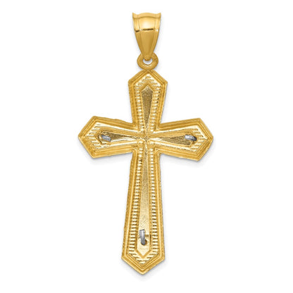 14k Two-tone Gold Diamond-cut Passion Crucifix Pendant