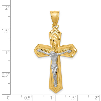 14k Two-tone Gold Diamond-cut Passion Crucifix Pendant