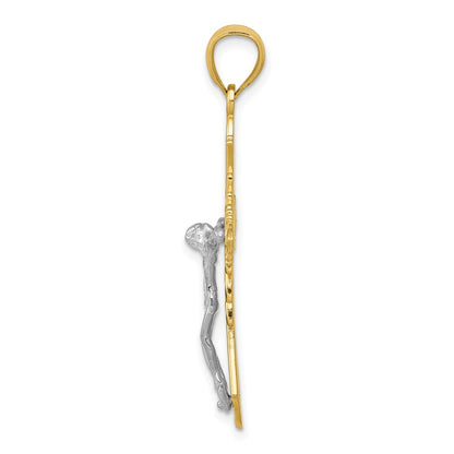 14k Two-tone Gold Polished Crucifix Pendant
