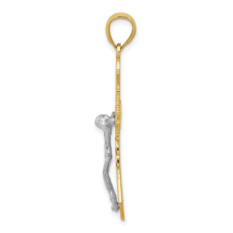 14k Two-tone Gold Polished Crucifix Pendant
