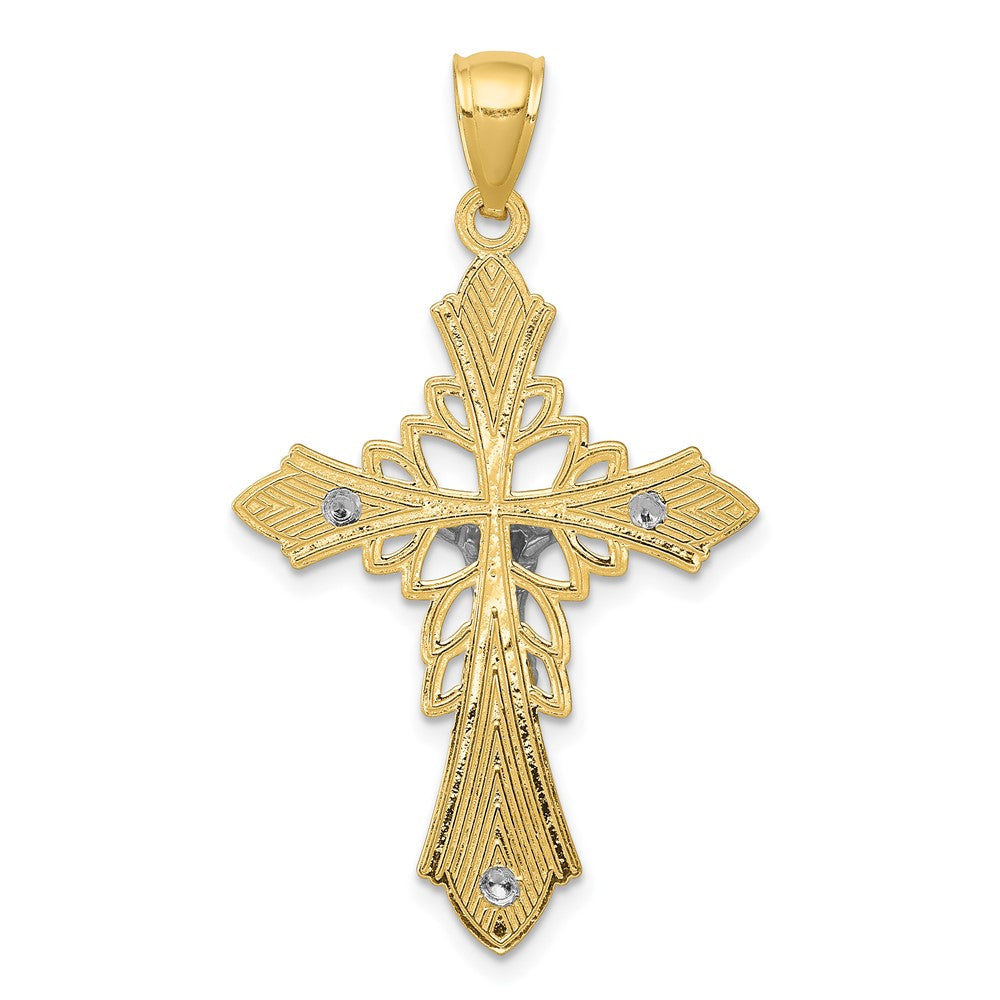 14k Two-tone Gold Polished Crucifix Pendant
