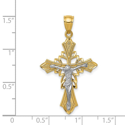 14k Two-tone Gold Polished Crucifix Pendant