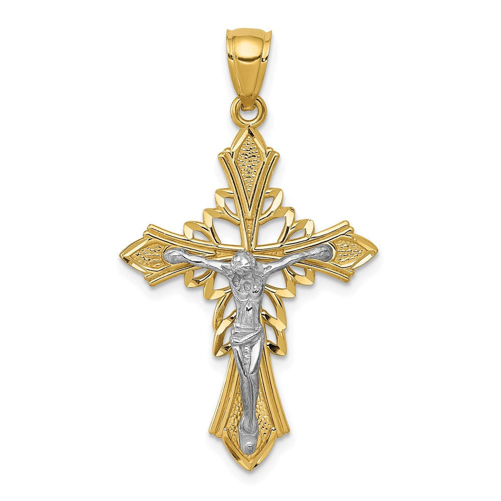14k Two-tone Gold Polished Crucifix Pendant
