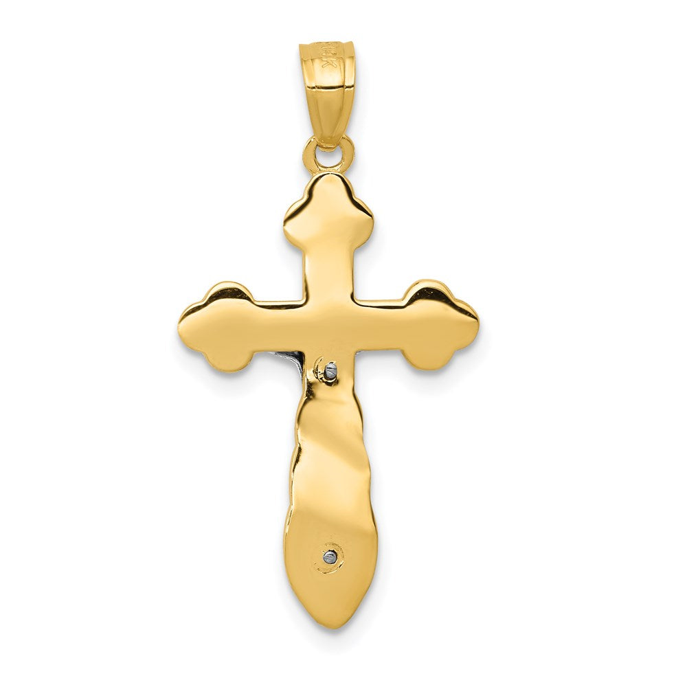 14k Two-tone Gold Budded Crucifix Pendant