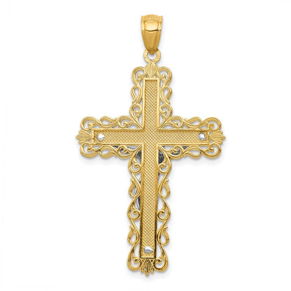 14k Two-tone Gold Crucifix Pendant