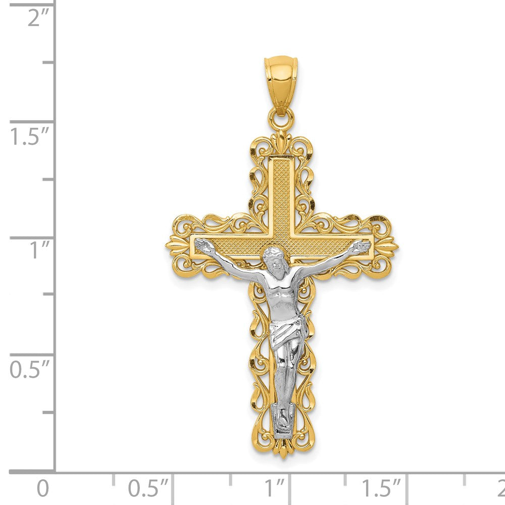 14k Two-tone Gold Crucifix Pendant