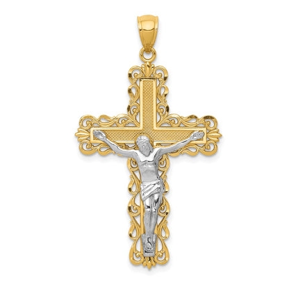 14k Two-tone Gold Crucifix Pendant