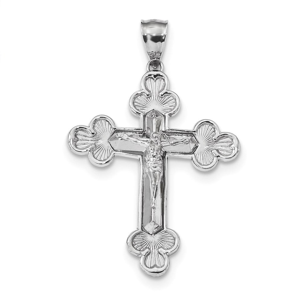 14k White Gold Polished Crucifix Pendant