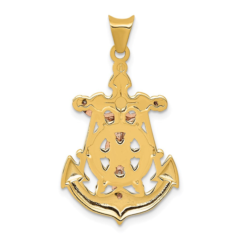 14k Tri-Color Gold Mariner Crucifix Pendant