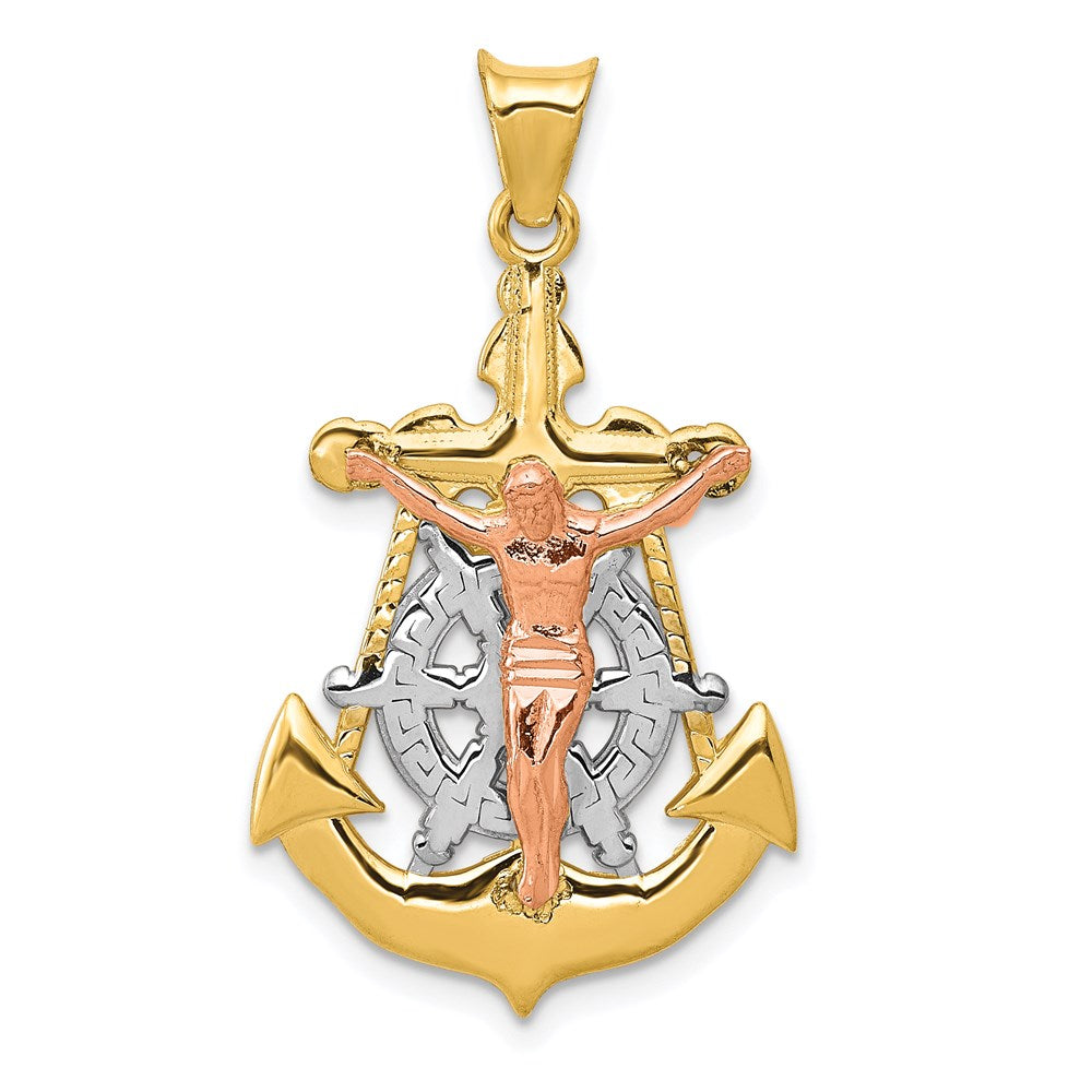 14k Tri-Color Gold Mariner Crucifix Pendant
